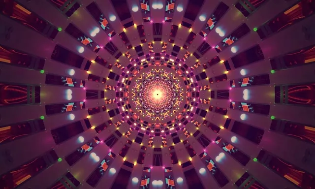 Neon Tünel Kaleidoskop VJ Loop 60fps 5:3 Geniş Ekran Koruyucu Pembe Spiral