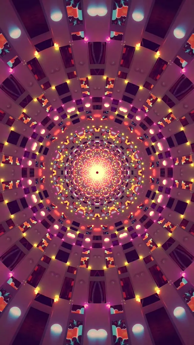 Neon Tunnel Kaleidoscope Burst VJ Loop 9:16 Reels 60fps Screensaver