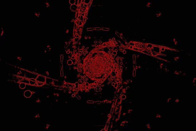 Neon Tunnel Rød Oktagon Virvel VJ Loop 60fps 3:2 Surface Skjermsparer