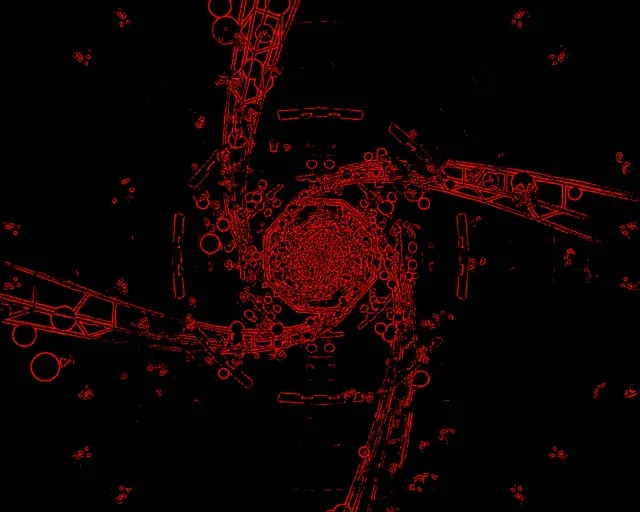 Túnel de Neó Vòrtex Espiral Vermell VJ Loop 60fps 5:4 Industrial Protector de Pantalla