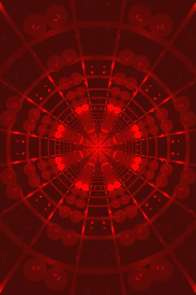 Punainen Neon-tunneli VJ Loop | Hehkuva Pallo Ruudukko 2:3 Portrait 60fps Näytönsäästäjä