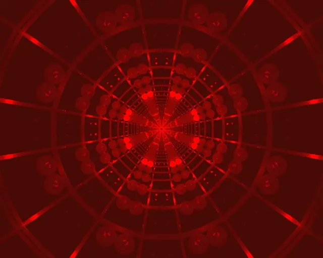 อุโมงค์นีออนสีแดง ออร์บเรืองแสง กริด 5:4 อุตสาหกรรม 60fps สกรีนเซฟเวอร์ VJLoops