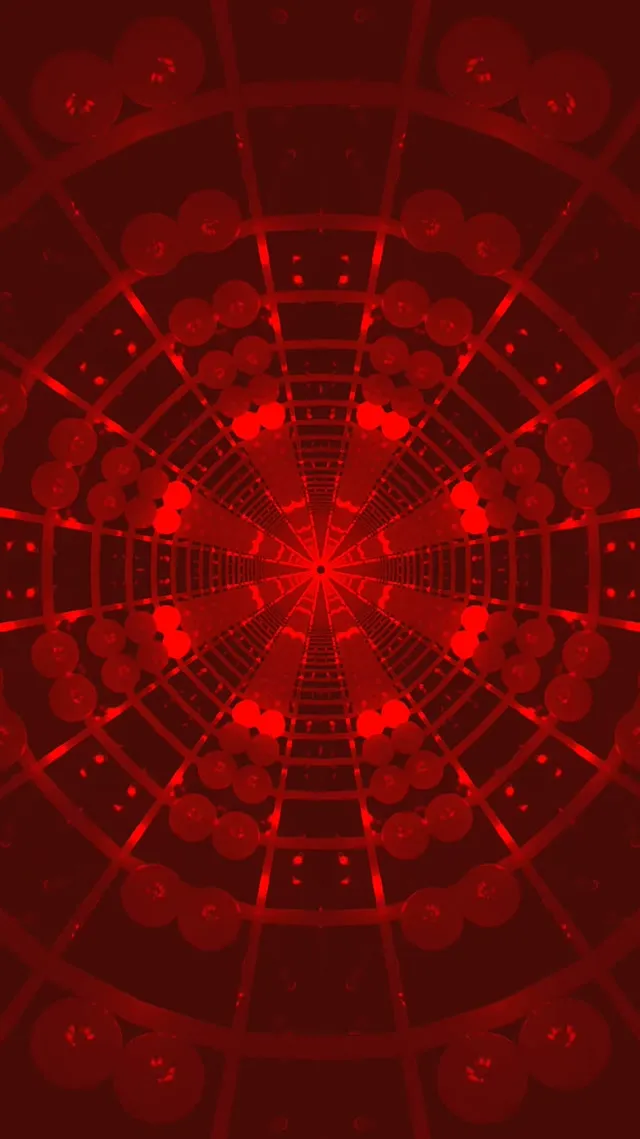 Red Neon Tunnel Radial Web Grid VJ Loop 9:16 Reels 60fps Screensaver