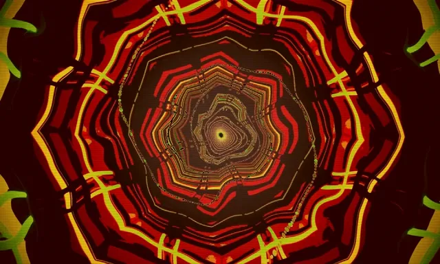 Neon Tunnel Octagon Vortex Red Yellow VJ Loop 60fps 5:3 Wide Screensaver