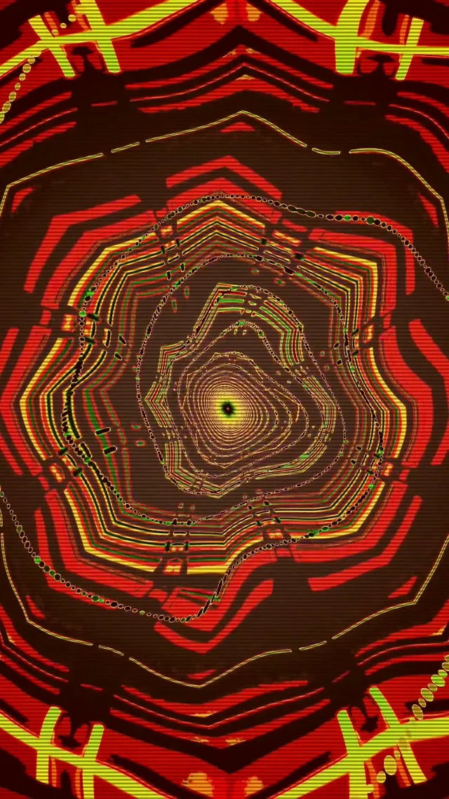 Neon Tunnel Spiraling Octagon Vortex Red Green Vj Loop 9:16 Reels 60fps Screensaver
