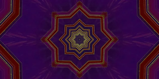 Neon Tunnel 8-Star Kaleidoscope Purple Red Vj Loop 2:1 Univisium 60fps Screensaver
