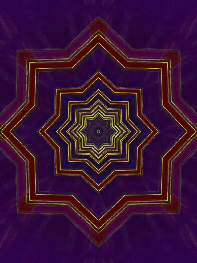 Neono Tunelis 8-Taškų Žvaigždė Sūkurys Violetinis Raudonas Vj Loop 3:4 iPad Portretas 60fps Ekrano Užsklanda