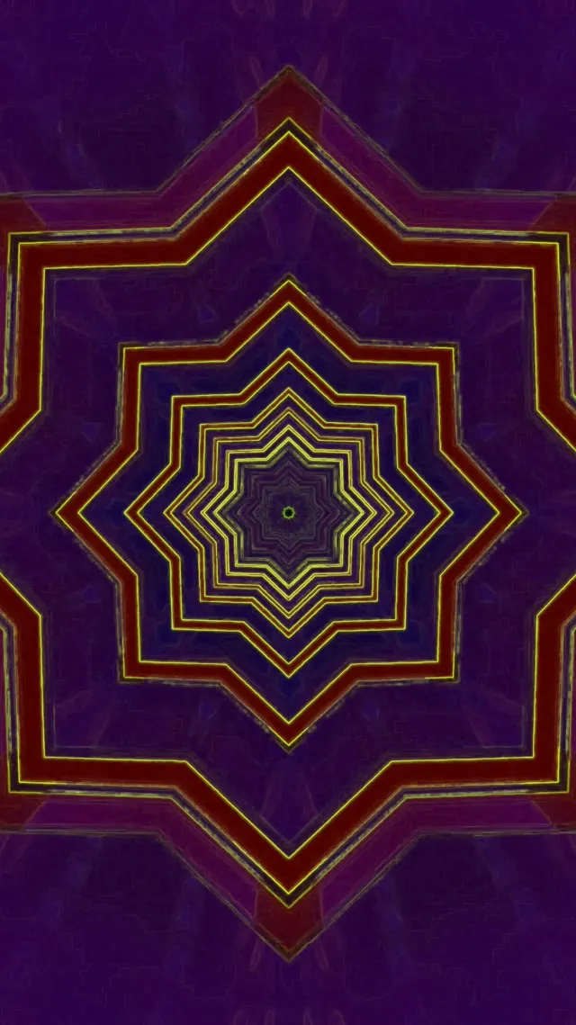 Neon Tunnel 8-Point Star Vortex Purple Red 9:16 Reels 60fps Screensaver Vj Loop