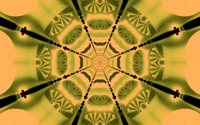 Neon Tunnel Kaleidoscope Gold Green 16:10 Macbook 60fps Screensaver Vj Loop