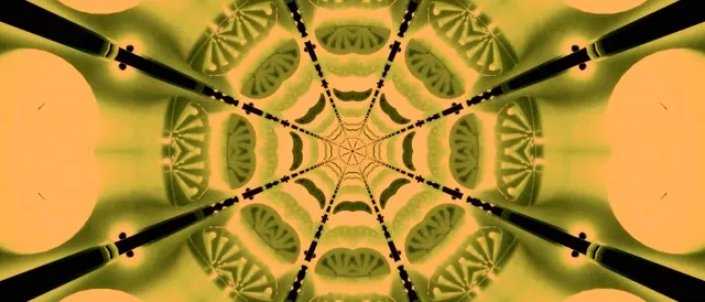 Neon Tunnel Gold Kaleidoscope Vj Loop 21:9 Ultrawide 60fps Screensaver