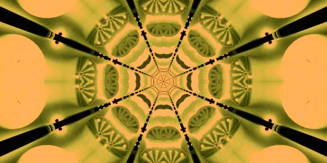 Neon Tunnel Green Gold Kaleidoscope 2:1 Univisium 60fps Screensaver Vj Loop