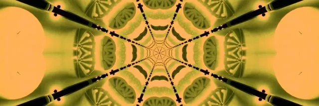 Neonový Tunel Zlatý Zelený Kaleidoskop VJLoops 3:1 Triple Wide 60fps Spořič obrazovky