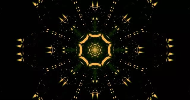 Gold Green Neon Tunnel Kaleidoscope Screensaver 4k uhd 60fps Vj loop