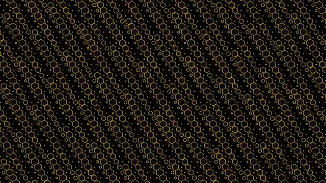 Gold Hexagon Network Pattern on Black Background