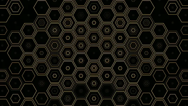 Gold Hexagon Pattern Animation on Black Background