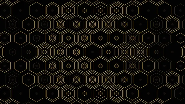 Gold Hexagon Pattern Animation on Black Background