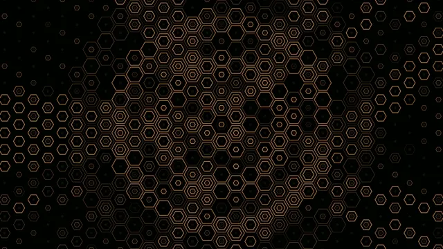 Gold Hexagon Pattern Animation on Black Background
