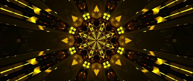 Tunnel Neon Stella Oro Caleidoscopio Vj Loop 2.39:1 Cinemascope 60fps Screensaver