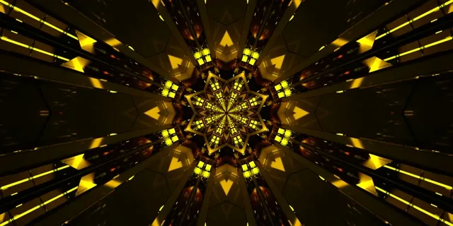 Vj loop Златна Ѕвезда Калеидоскоп Неонски Тунел 2:1 Univisium 60fps Screensaver