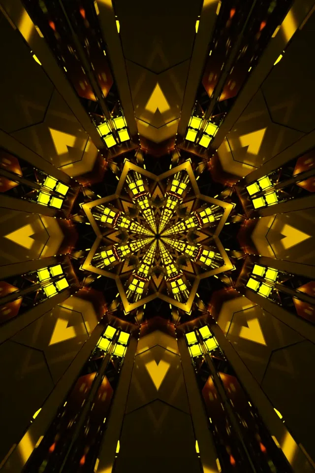 Zlatá hviezda Kaleidoskop Neónový tunel VJ Loop 2:3 Photo Portrait 60fps Šetrič obrazovky