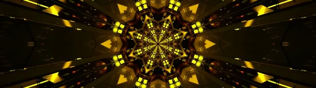 Neon Tunnel Gylden Stjerne Kaleidoskop 32:9 Ultrawide 60fps Pauseskærm VJLoops