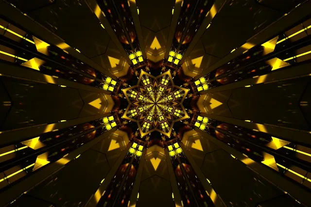 VJLoops Neon Tunel Zlatna Zvijezda Kaleidoskop 3:2 surface 60fps čuvar ekrana
