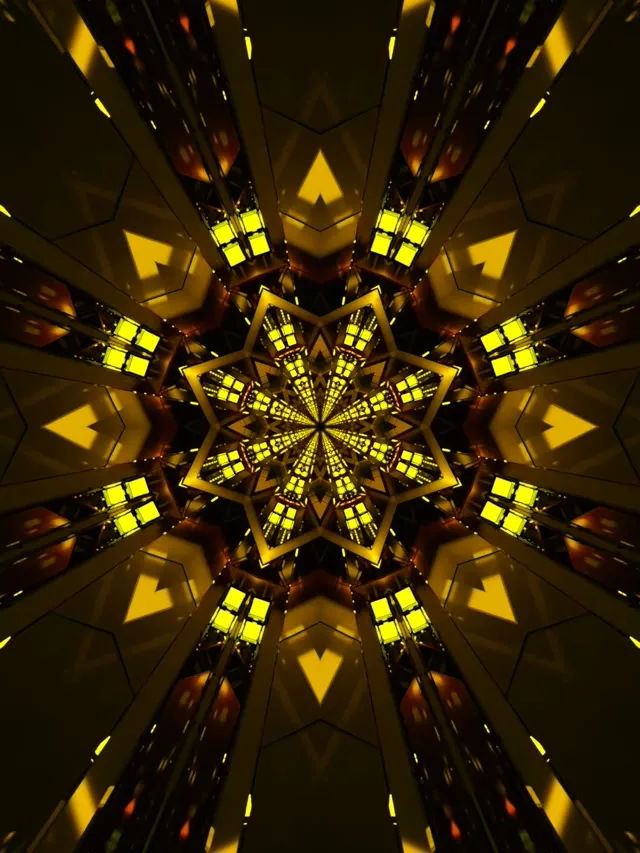 نفق نيون ذهبي نجمة كاليدوسكوب VJ Loop 3:4 iPad عمودي 60fps حافظة شاشة