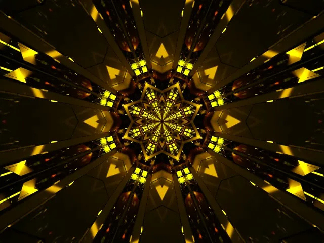 Neon Tonnel Goue Ster Kaleidoskoop VJ Loop 4:3 Klassiek 60fps Sluimerskerm