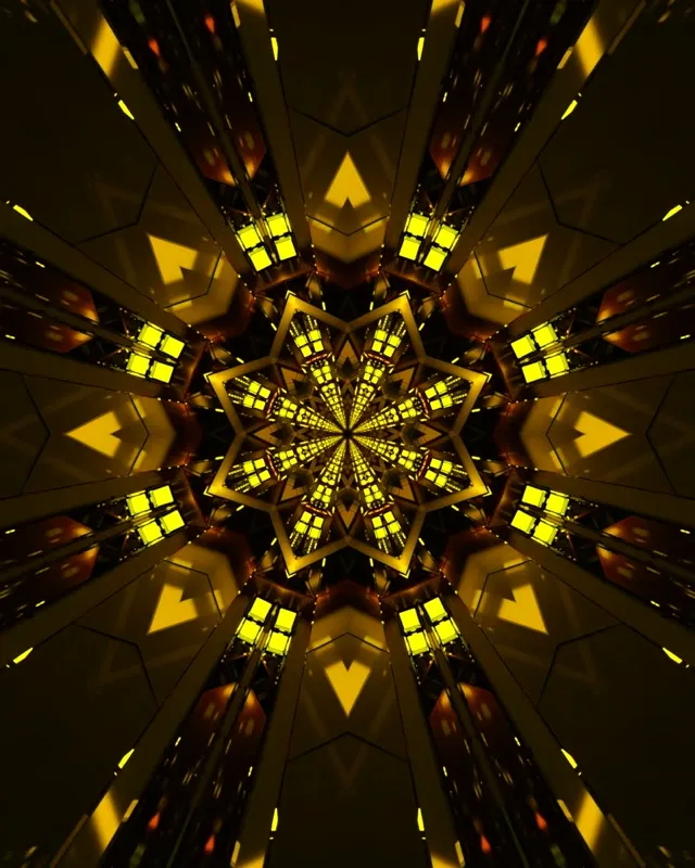 Vj loop Golden Star Kaleidoscope Neon Tunnel 4:5 Instagram 60fps Screensaver
