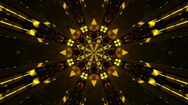 Zlatni Neon Tunel Kaleidoskop 4k UHD 60fps Čuvar Ekrana VJ Loop