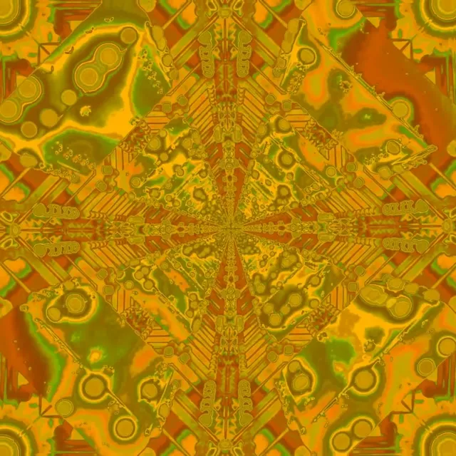 Neon Tunel Zlatý Fraktál Kaleidoskop 1:1 Square 60fps Spořič VJ Loop