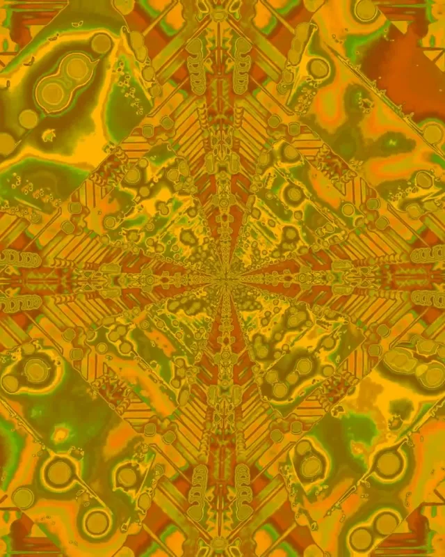 Neon Tunelis Fraktalo Kaleidoskopas Auksas VJLoops 4:5 Instagram 60fps Ekrano Užsklanda