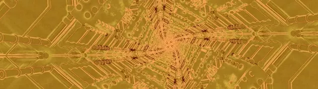 Goldene Schaltkreis Neon Tunnel VJ Loop 32:9 Super Ultrawide 60fps Bildschirmschoner