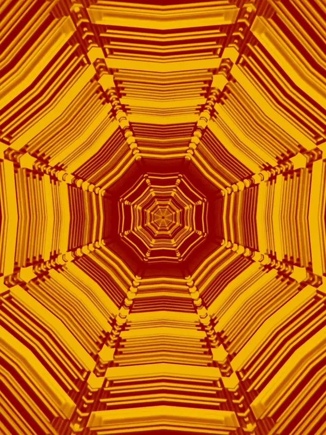 Túnel de Neón Vórtice Octágono Ámbar VJ Loop 60fps 3:4 iPad Portrait Salvapantallas