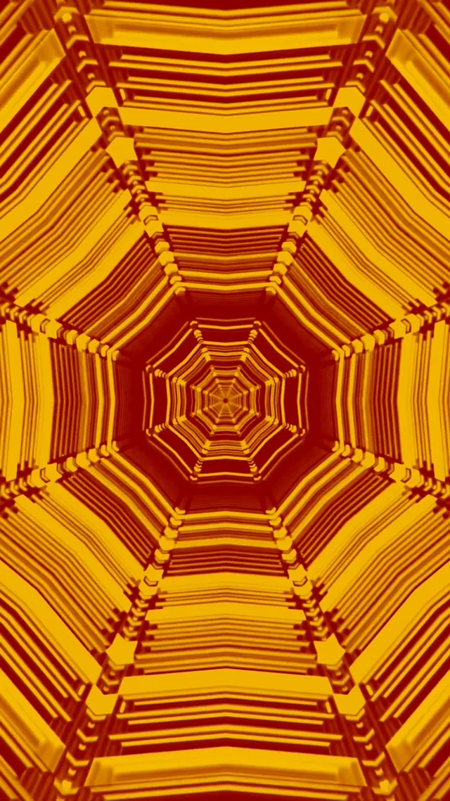 Neon Tunnel Amber Octagon Vortex Vj Loop 9:16 Reels 60fps Screensaver