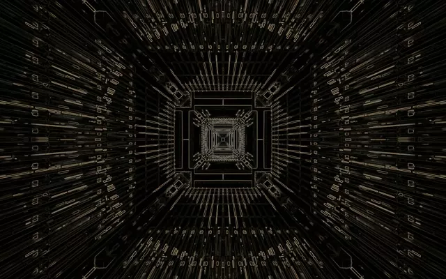 Neon Tunnel Gold Circuit Grid VJ Loop 60fps 16:10 MacBook Screensaver