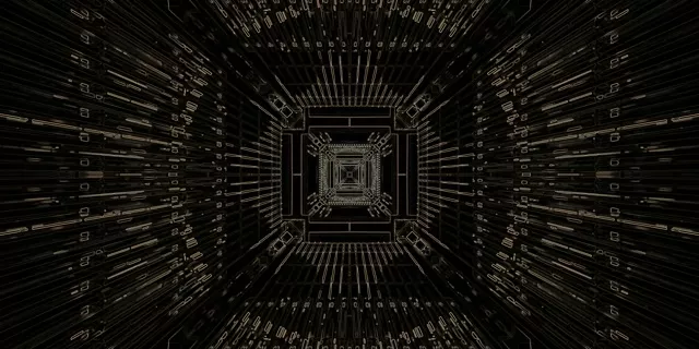 Neon Tunnel Golden Circuit Grid VJ Loop 2:1 Univisium 60fps Screensaver