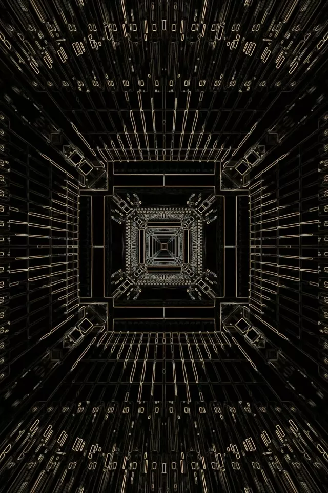 Neon Tunnel Gull Krets Vortex VJ Loop 2:3 Fotoportrett 60fps Skjermsparer