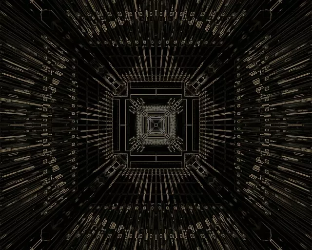 Neonový tunel průmyslová mřížka vír VJ Loop 5:4 Industrial 60fps Spořič obrazovky