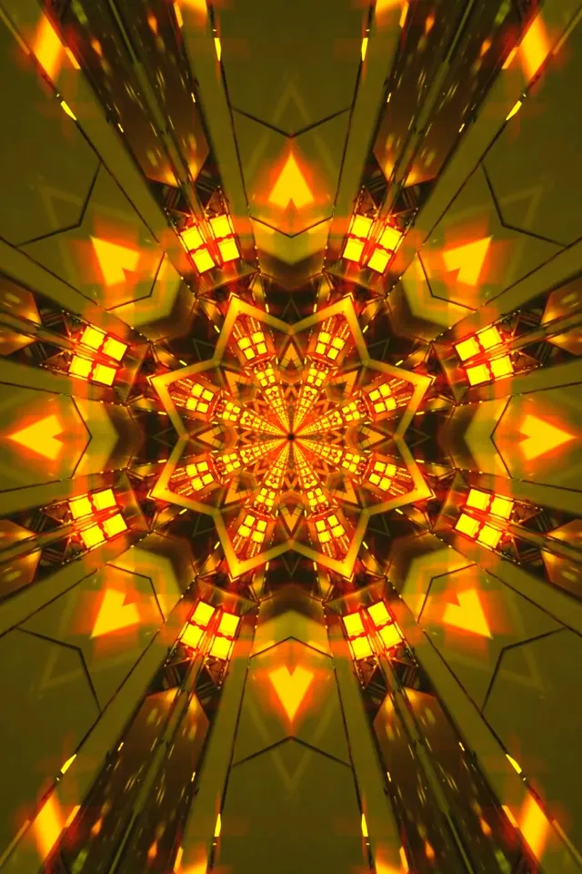 Twnnel Neon Caleidosgop Ffrwydrad Seren VJ Loop 2:3 Photo Portrait 60fps Arbed Sgrin