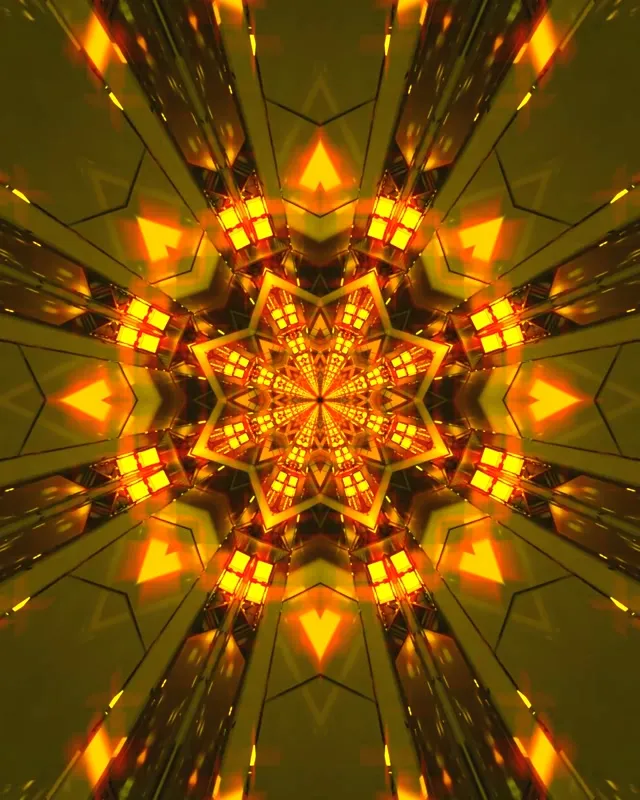 Tunel Neon Auriu Stea Calidoscop VJ Loop 4:5 Instagram 60fps Screensaver