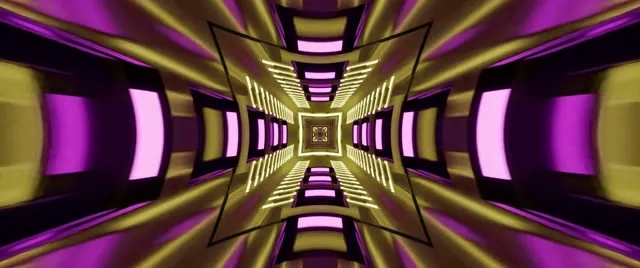 Túnel de Neó Calidoscopi Creu Or Porpra VJ Loop 2.39:1 Cinemascope 60fps Protector de pantalla