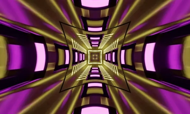 Vórtice Cruz Túnel Neón Ouro Púrpura VJLoops 60fps 5:3 Ancho Protector de Pantalla