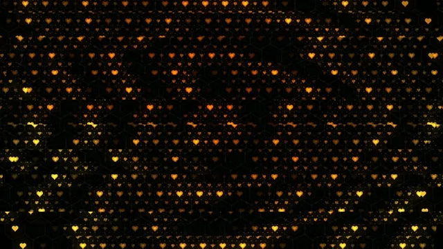 Golden falling hearts 4K UHD widescreen motion background loop