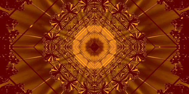 Terowongan Neon Fraktal Emas Screensaver 2:1 Univisium 60fps VJ Loop