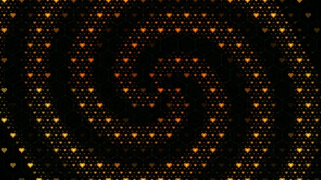 Golden hearts 4K UHD animated motion background for broadcast and video editing