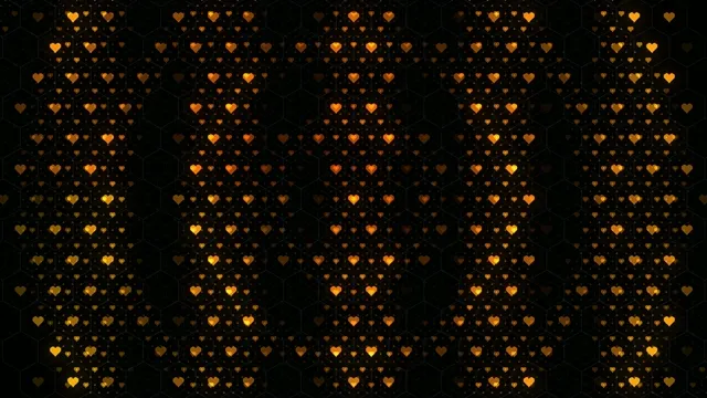 Golden Hearts Falling Animation on Black Background