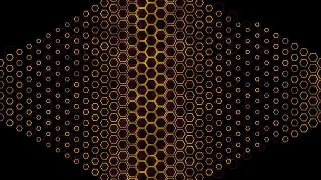 Golden Hexagon Grid Abstract Background Animation