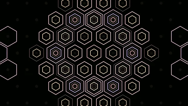 Golden Hexagon Grid Animation on Black Background