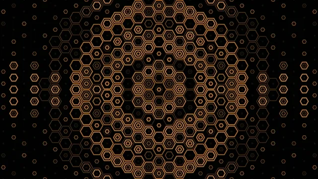 Golden Hexagon Pattern Animation on Black Background